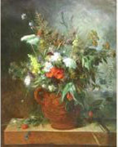  Bouquet De Fleurs Sur Un Entablement  Oil Painting by Alexandre Jean Couder