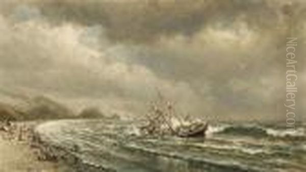 The 'new York' Shipwrecked Off Landsend Oil Painting by William Coulter