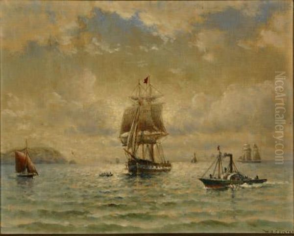 Vessels Off Telegraph Hill Oil Painting by William Coulter