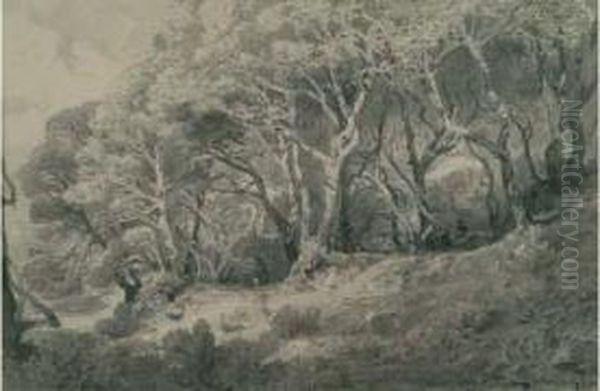 Lavis D'encre Noire (tres Petites Rousseurs Et Epidermures) Oil Painting by Vincent Courdouan