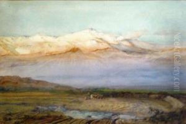Paysage De La Cordillere Des Andes Oil Painting by Ernest Courtois De Bonnencontre