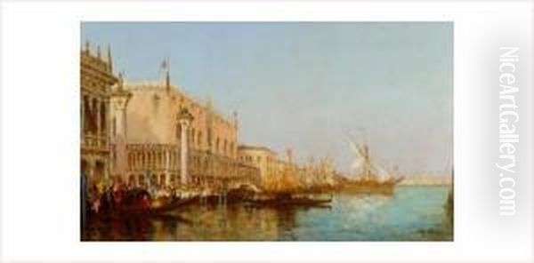 Fete A Venise Oil Painting by Charles Cousin