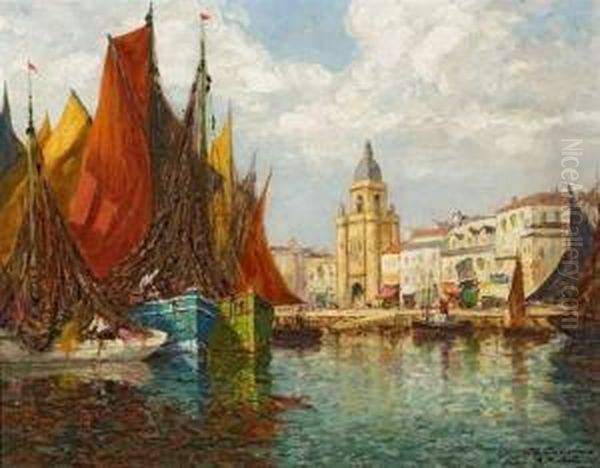 Le Port De La Rochelle. Oil Painting by Charles Cousin
