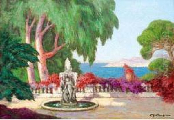 Terrasse A Menton. Oil Painting by Charles Cousin