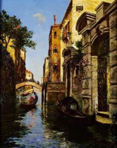 Canal A Venise Oil Painting by Charles Cousin