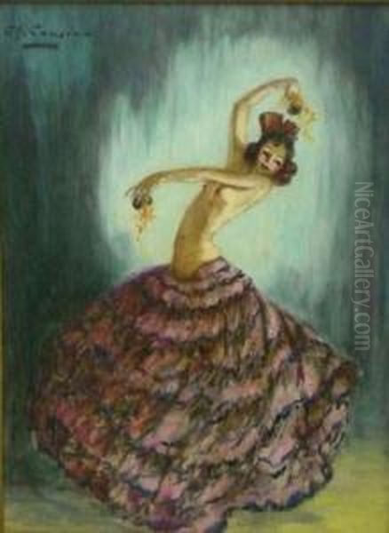 Danseuse De Flamenco Oil Painting by Charles Cousin