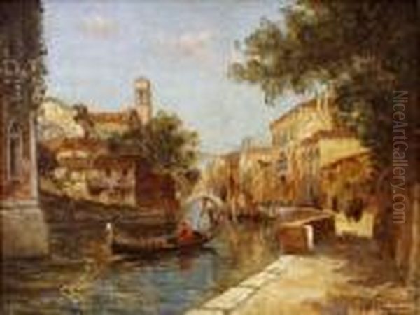 Canal A Venise Oil Painting by Charles Cousin