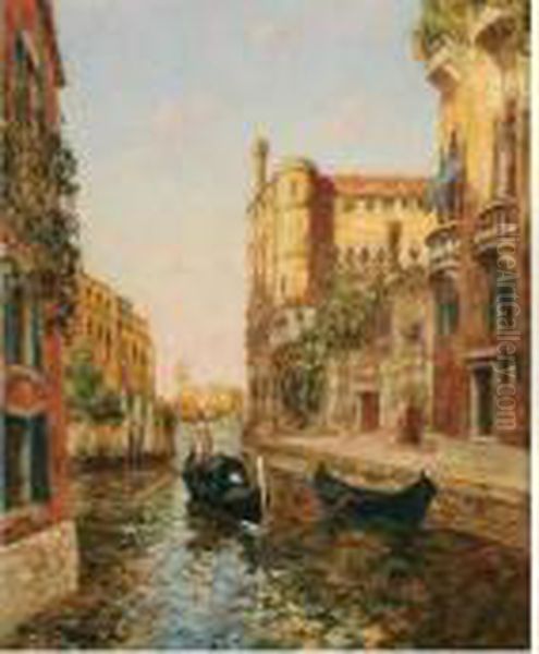 Gondoles A Venise Oil Painting by Charles Cousin