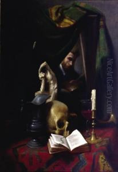 Autoportrait Au Memento Mori Oil Painting by Charles Cousin