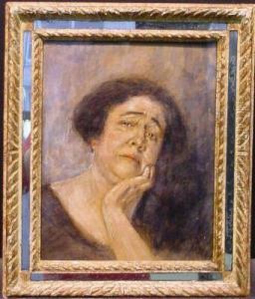 A Mother's Concern Oil Painting by Charles Cousin