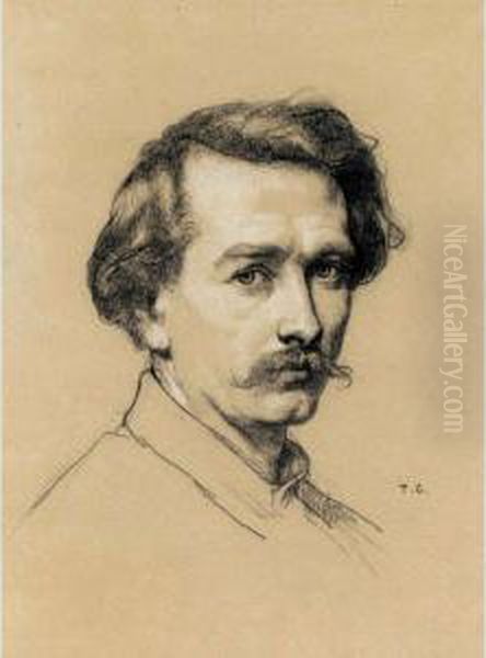 Portrait Of Monginot With Unfinished Portrait Of A Woman On The Reverse Oil Painting by Thomas Couture