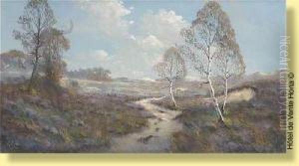 Bouleaux Au Bord Du Ruisseau Oil Painting by Garstin Cox