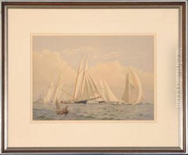 By Southwest Spit 
Crossing The Line-newyork Bay 
And 
Sandy Hook To Theneedles Oil Painting by Frederick Schiller Cozzens