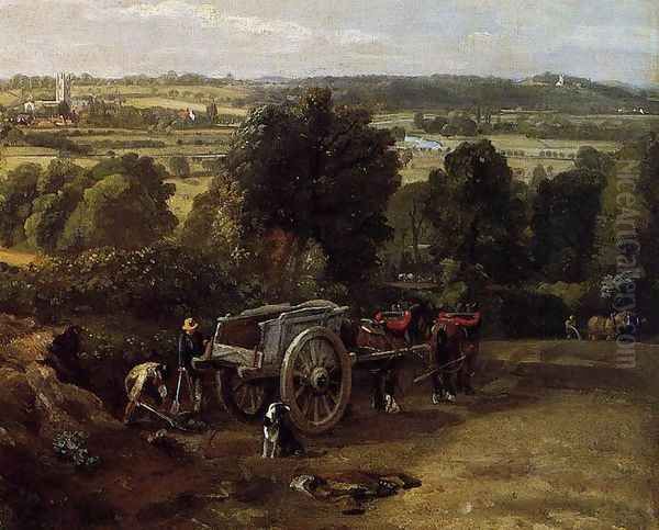 The Stour-Valley with the Church of Dedham (detail) 1814 Oil Painting by John Constable