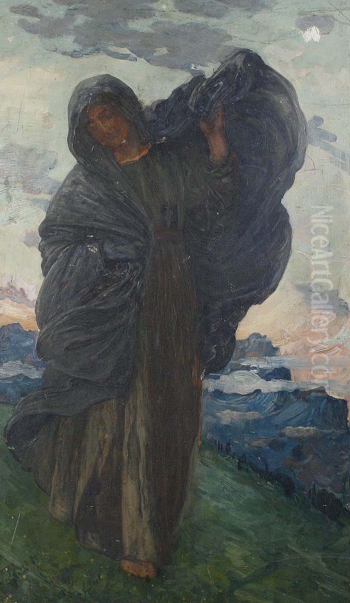 Winter Oil Painting by Walter Crane