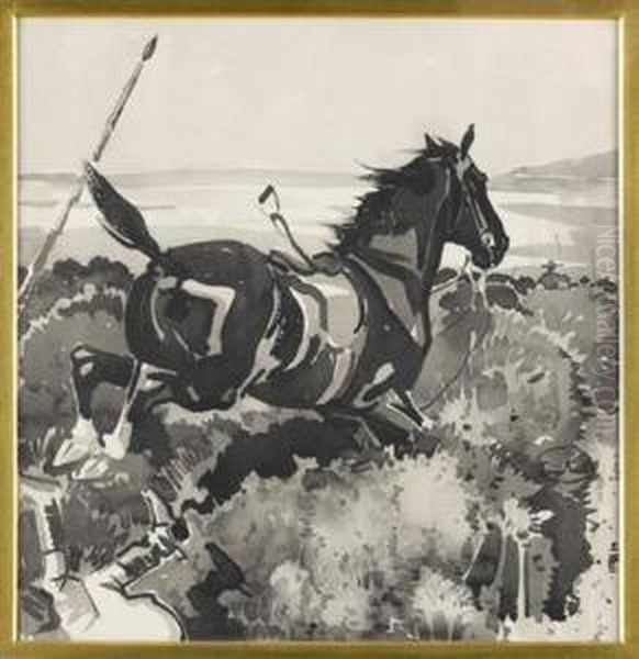 Pig-sticking Oil Painting by Joseph Crawhall