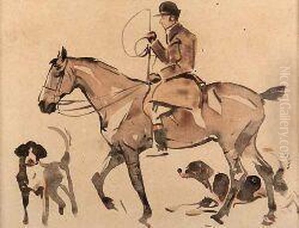 Huntsman And Hounds Oil Painting by Joseph Crawhall