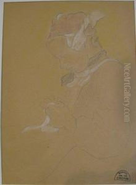 Jeune Fille Cousant Oil Painting by Suzanne Crepin