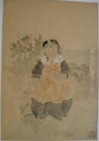 Enfant A La Boule Oil Painting by Suzanne Crepin