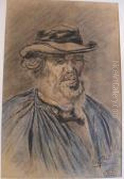 Homme A La Blouse Bleue Oil Painting by Suzanne Crepin