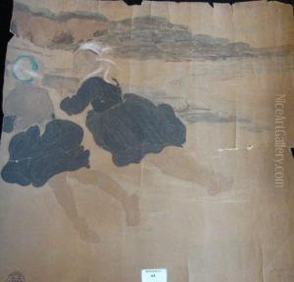 Sur La Plage Oil Painting by Suzanne Crepin