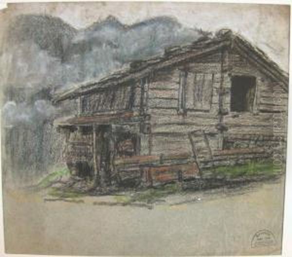 Chalet Oil Painting by Suzanne Crepin