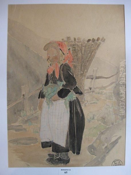 Paysanne Du Valais Oil Painting by Suzanne Crepin