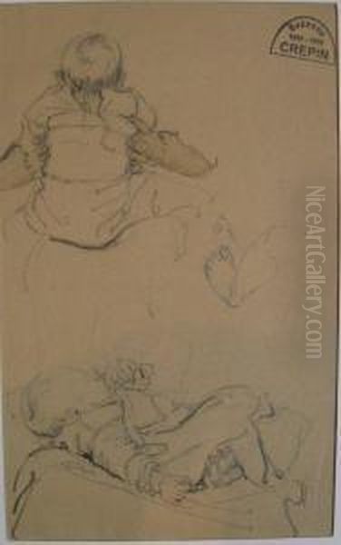 Bebe Nu De Dos Et Couche Oil Painting by Suzanne Crepin