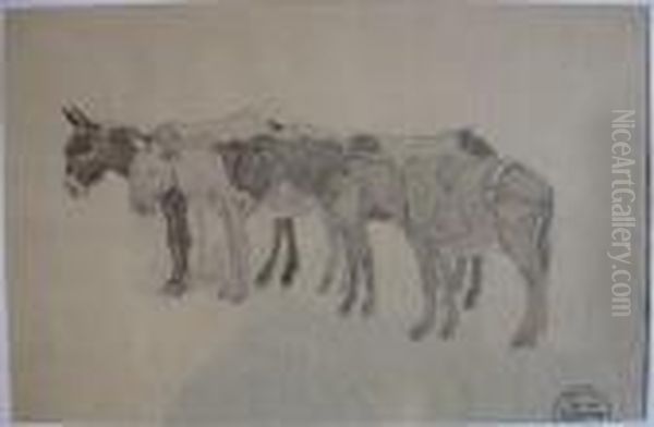 Quatre Anes Oil Painting by Suzanne Crepin