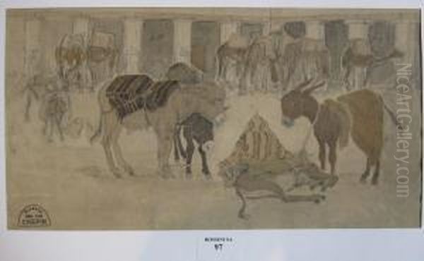 La Cour Des Anes Oil Painting by Suzanne Crepin