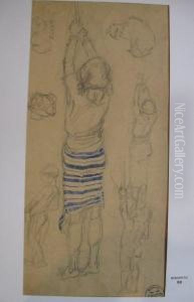 Femme Tirant Sur Une Corde Oil Painting by Suzanne Crepin