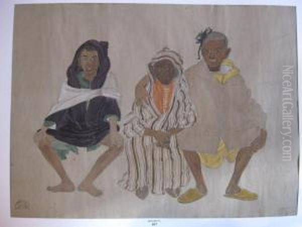 Trois Enfants Assis Oil Painting by Suzanne Crepin