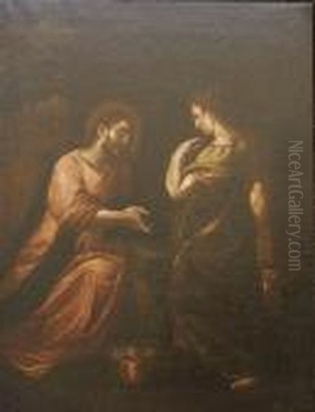 Cristo E La Samaritana Al Pozzo Oil Painting by Giovanni Battista Crespi Il Cerano