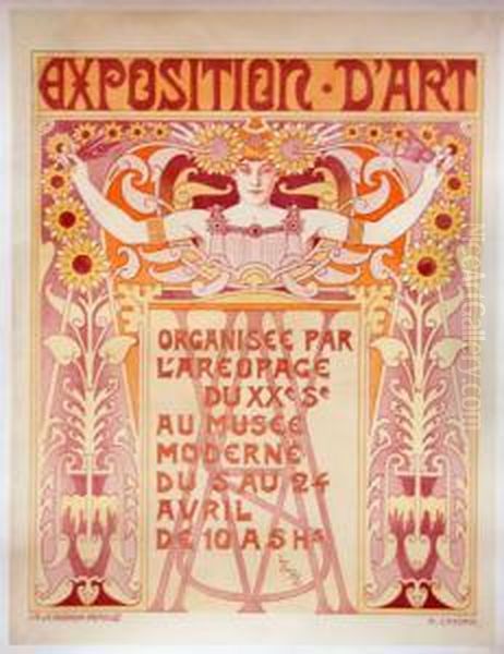 <exposition D'art/ Organisee Par/ L'areopage/du Xxe Se/ Au Musee/ Moderne (...)>, 1898. 
Affiche Oil Painting by Adolphe Crespin