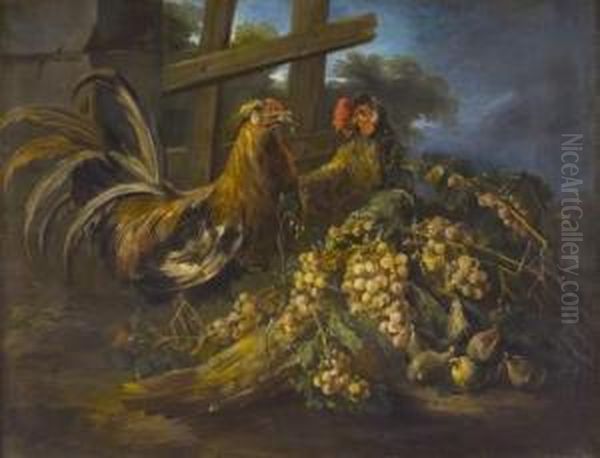Coq Et Raisins Oil Painting by Giovanni Crivelli, Il Crivellone
