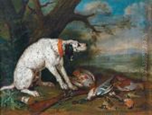 Paesaggio Con Un Cane Che Sorveglia La Selvaggina Oil Painting by Giovanni Crivelli, Il Crivellone