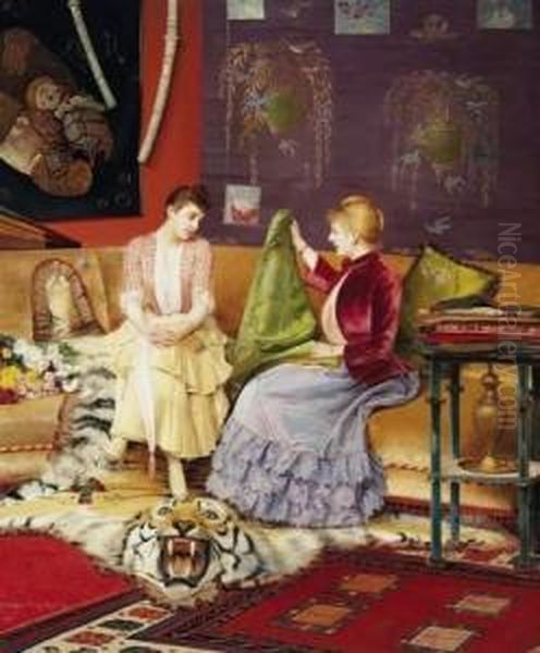 Une Decision Difficile Oil Painting by Georges Croegaert