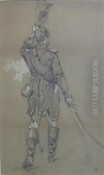 Military Officer Oil Painting by Ernest Crofts