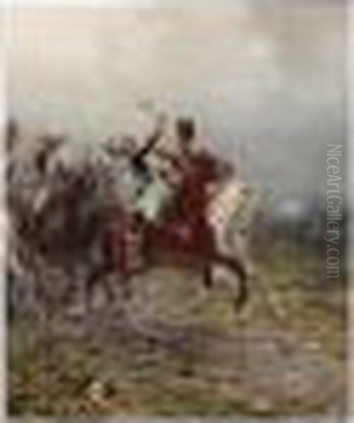 Scots Greys At Waterloo Oil Painting by Ernest Crofts