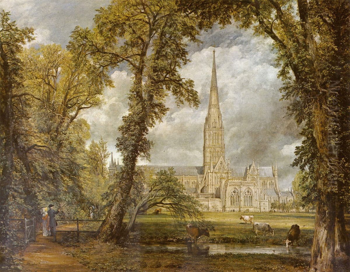 Salisbury Cathedral from the Bishop's Grounds Oil Painting by John Constable