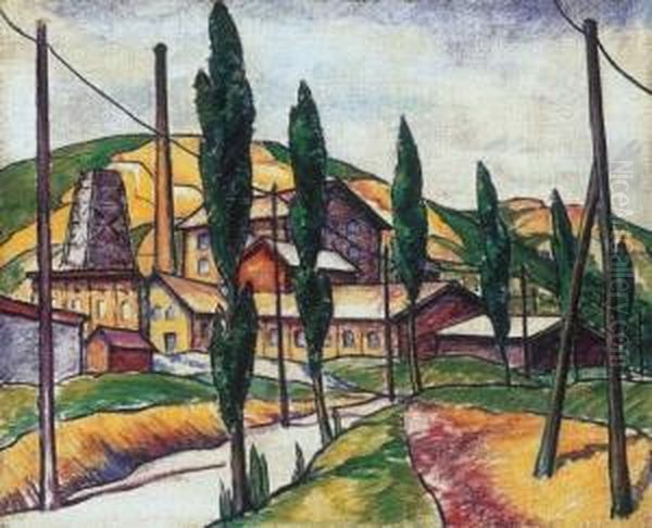 Old Buda Oil Painting by Istvan Cserepes