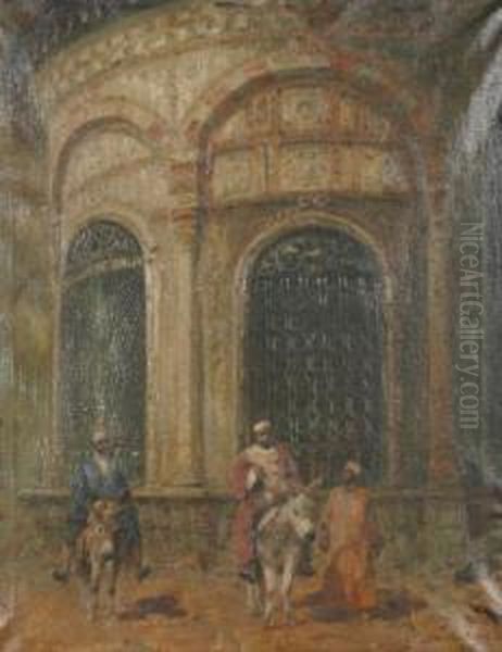 Street Scenes In Cairo: Oil Painting by Karoly Cserna