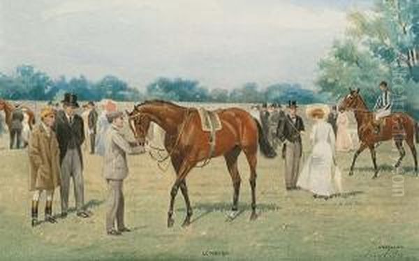 Lemberg And Greenback Before The
 Race; Lemberg And Greenback Leading The Parade To The Start Oil Painting by Isaac Cullin