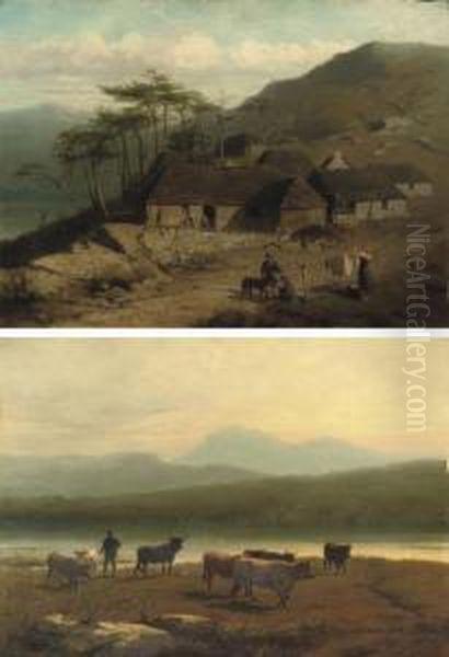 In De Hooglanden Van Schotland; 
And Ochtend In De Hooglanden Van Schotland: The Highlands Oil Painting by Conradyn Cunaeus