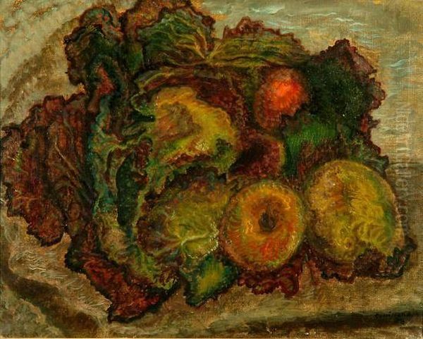 Still Life - Apples And Pears Oil Painting by Vera Cunningham