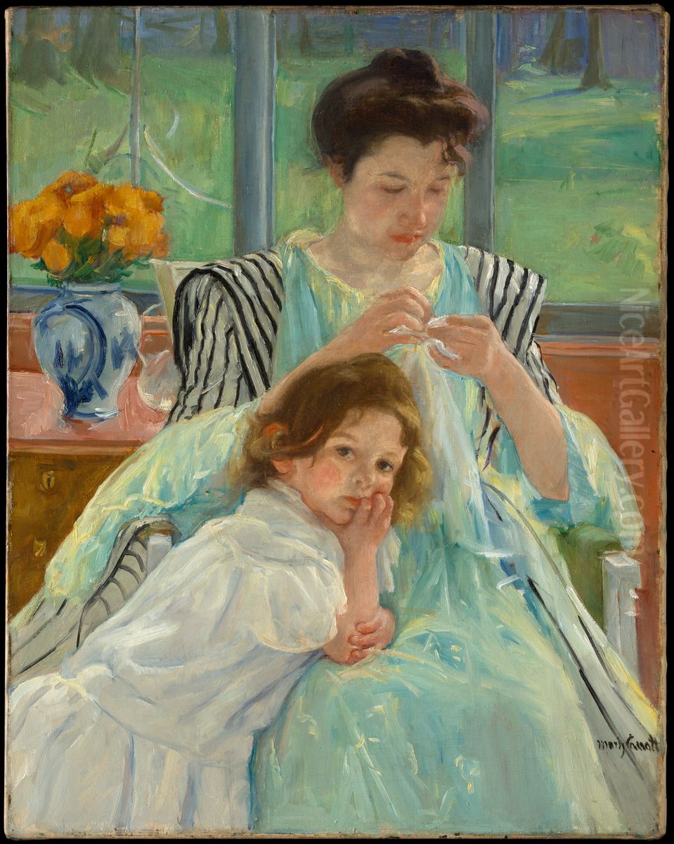 Young Mother Sewing Oil Painting by Mary Cassatt