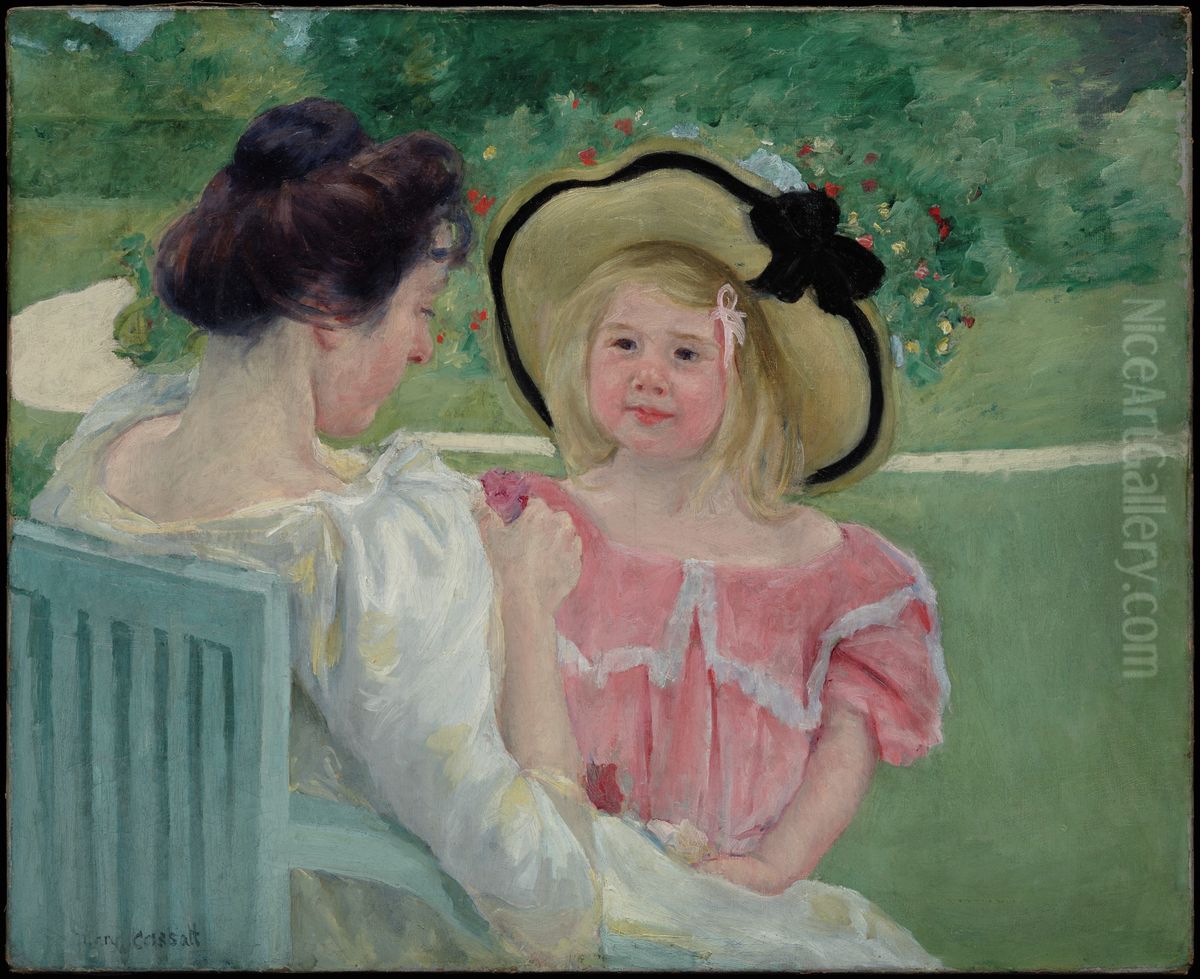 In The Garden Oil Painting by Mary Cassatt