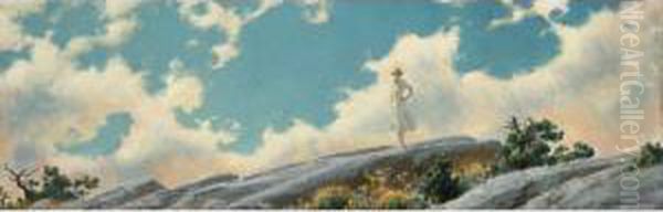 Bright Morning On The Rocks Oil Painting by Charles Curran