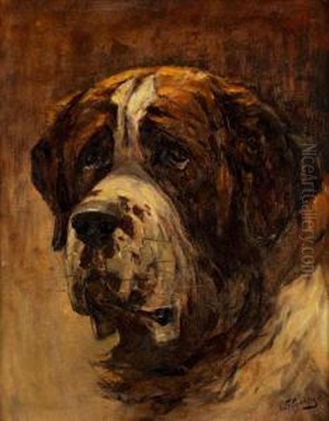 Kopfbildnis Eines Bernhardiners Oil Painting by Robert Franz Curry