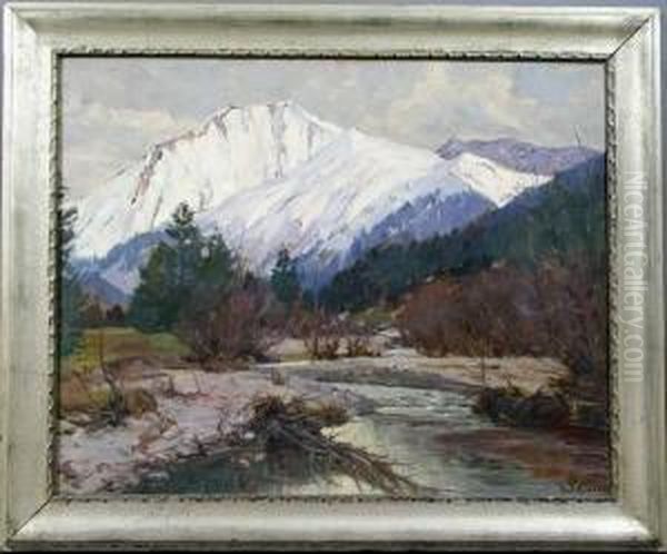 A Mountain Stream In Winter Oil Painting by Robert Franz Curry